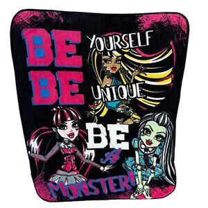 Monster High Fleece Throw Blanket Be Yourself Be‎ Unique Be A Monster 46x60"